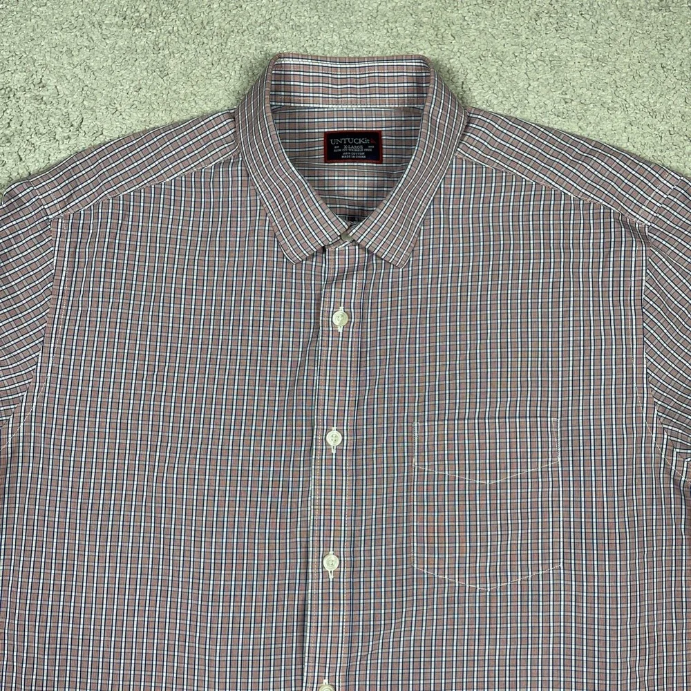 Untuckit Dress Shirt Mens Extra Large Slim Fit Wrinkle Free Cotton‎ Plaid